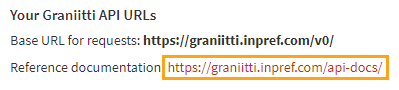 Accessing the Graniitti API reference