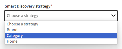 Smart Discovery strategy selector in a content options UI