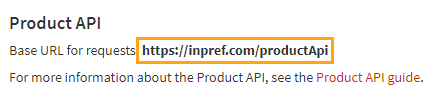 URL for Product API requests