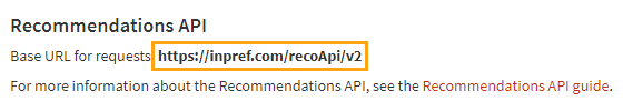 URL for Recommendations API requests