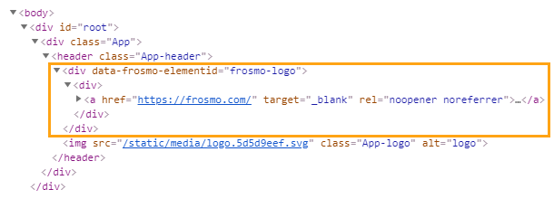 FrosmoPlacement rendered in the page source code