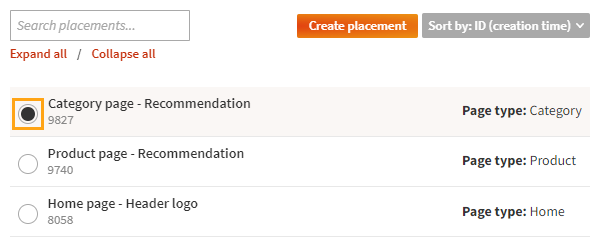 Selecting the placement for the recommendation slider modification