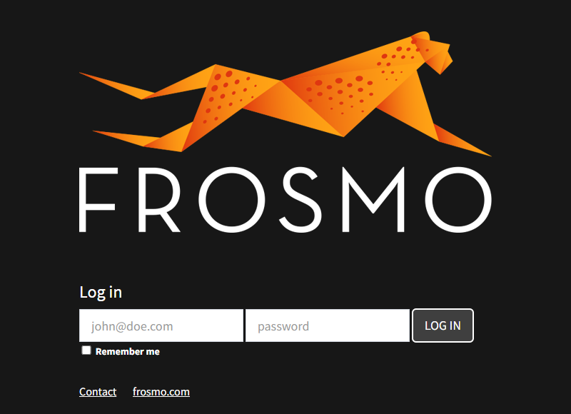 Frosmo Control Panel login page