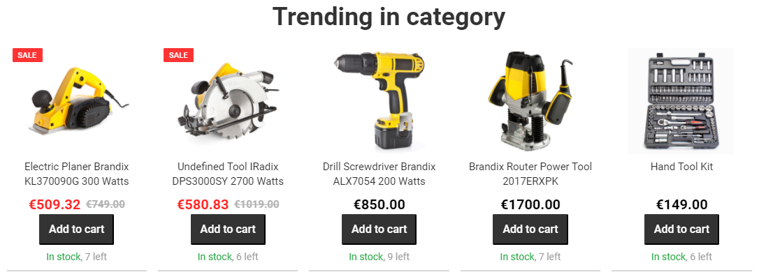 Category page recommendation for trending products displayed to a new visitor