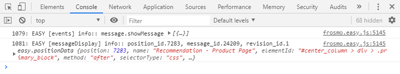 message.showMessage event in the console