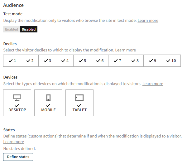 Audience settings