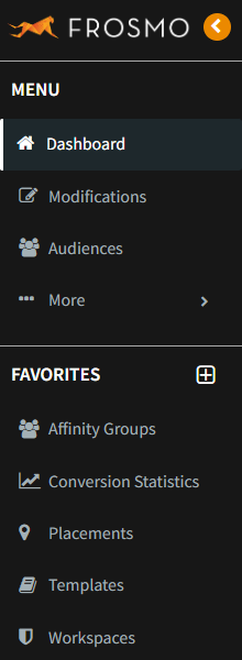 Favorites in the Frosmo Control Panel sidebar