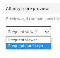 Selecting the visitor profile for affinity score preview