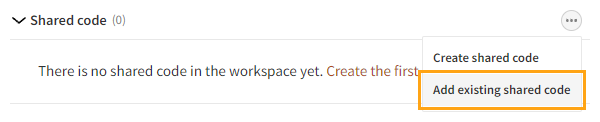 Adding existing shared code to a workspace