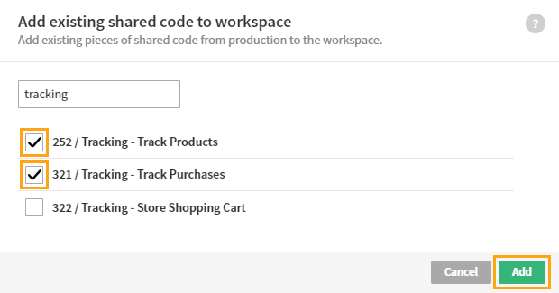 Adding existing shared code to a workspace